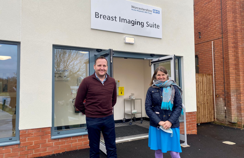 Rachel with Cllr Matt Dormer at the brand-new Breast Imaging Unit at the Alexandra Hospital