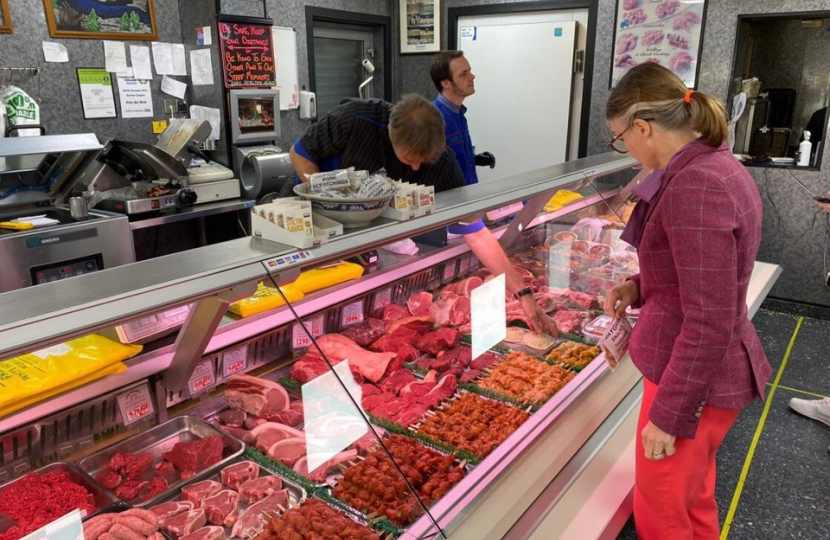 Rachel visiting Pete the Meat in Astwood Bank