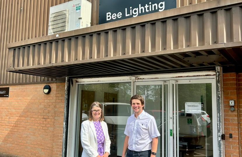 Rachel with Bee Lighting’s Operations Director Colin Fulford.