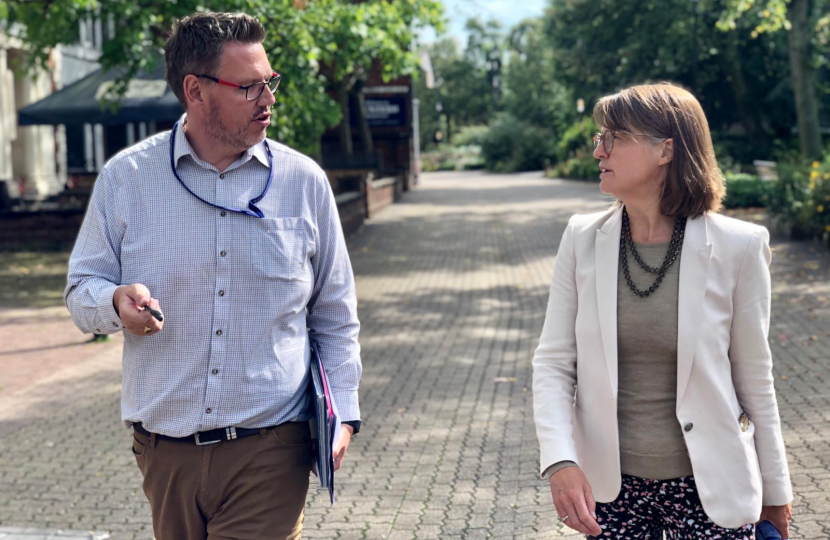 Rachel with the Police and Crime Commissioner in Redditch town centre