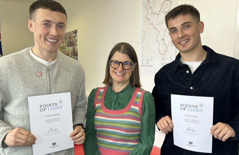 Rachel with Jordan (left) and Cian Adams (right).