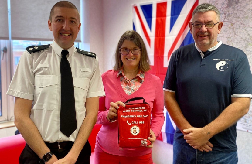 Rachel with local police inspector Rich Field and anti-knife campaigner Pete Martin.