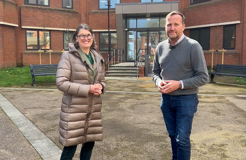 Rachel with Cllr Matt Dormer at the Community Hub