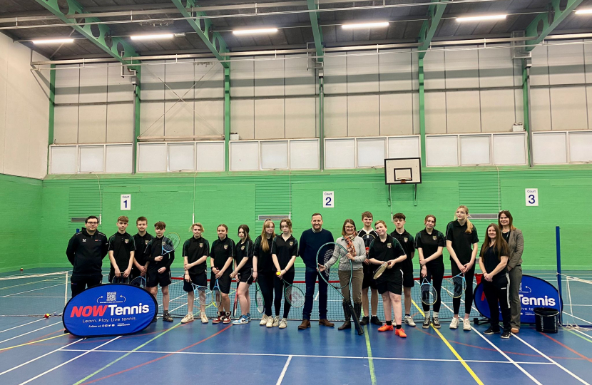 Rachel with students at Tudor Grange Academy