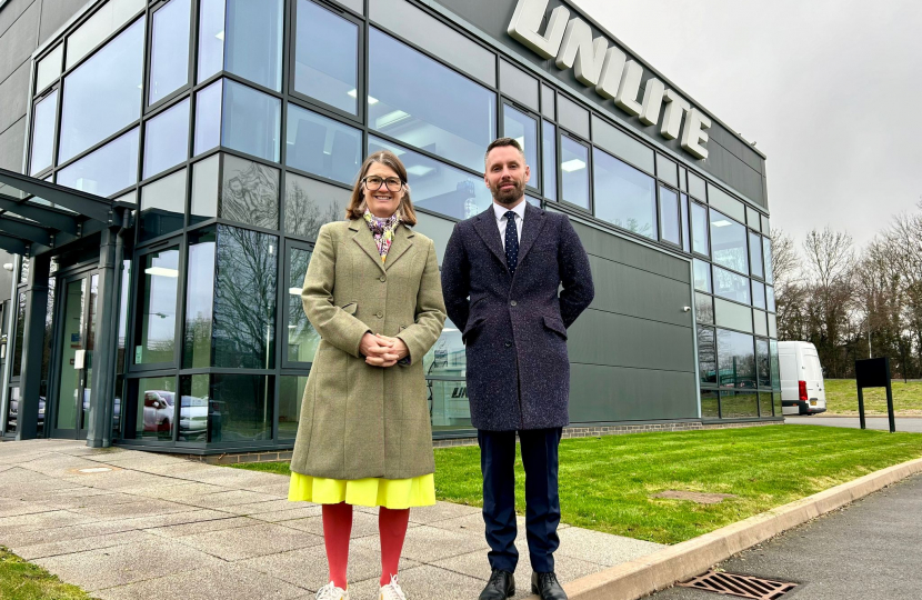 Rachel with Alex Insley during her visit at Unilite.