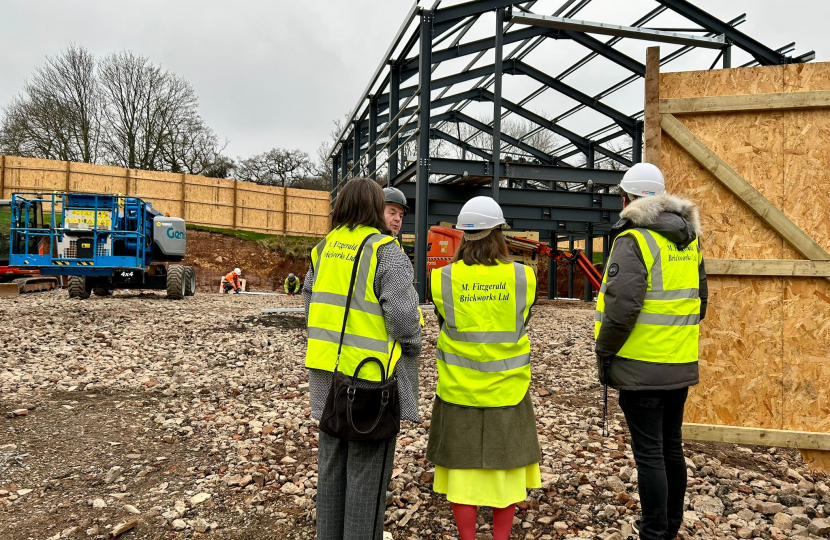 Rachel viewing the construction of Your Ideas' brand-new youth and community centre.