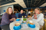 Rachel with Cllr Matt Dormer, Leader of Redditch Borough Council, and Cllr Joanne Beecham, Portfolio Holder for Leisure, at the Boathouse Café.