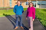 Rachel with Cllr Matt Dormer at Holyoakes Field First School