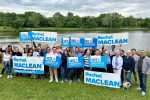 Rachel with family, friends and supporters at the launch of her re-election campaign at the Arrow Valley Country Park.