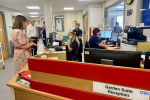 Rachel visiting the Garden Suite Chemotherapy Unit at the Alexandra Hospital.