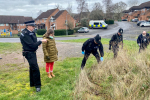 Rachel with police officers in Redditch.