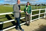 Rachel with Robert Sullivan, CEO of the Football Foundation at Inkberrow Football Club.