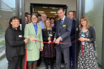 Robert Mackie, Sue Harris, Mina Ali, Dawn Stallard and Rachel Maclean opening the new Redditch Town Hall mental health building October 2023