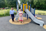 Rachel with Cllr Matt Dormer at the brand-new playground