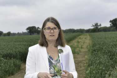 Rachel at the site of the proposed Roundhill Wood solar farm