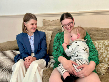 Rachel with a local resident