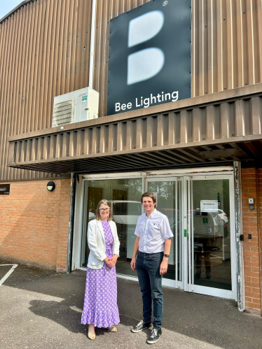 Rachel with Bee Lighting’s Operations Director Colin Fulford.