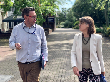 Rachel with the Police and Crime Commissioner in Redditch town centre